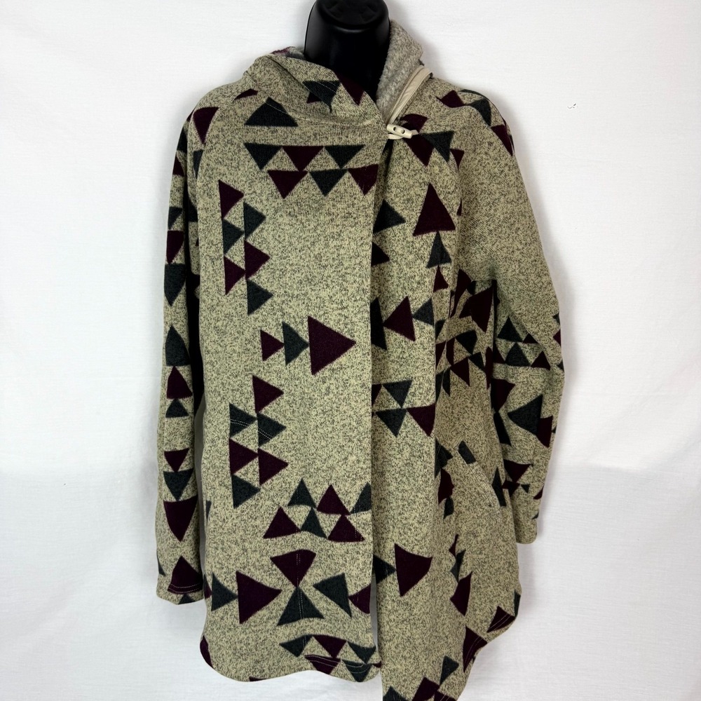 The North Face Crescent Wrap Fleece Jacket Women's M Beige Aztec Winter Cozy